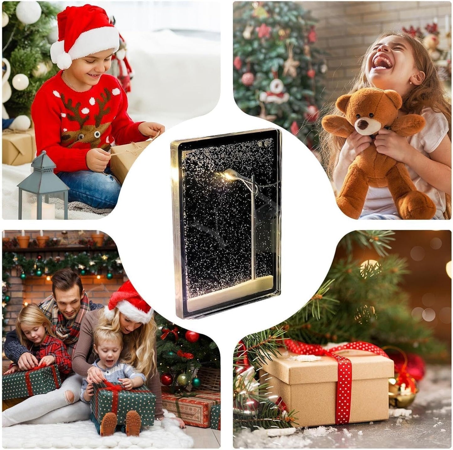 Votvy Snowfall Lamp, Street Light Snow Globe, Handmade DIY Snow Scenery Night Light, Christmas Desktop Decor for Birthday, Make Your Own Christmas Night Light, Snowflake Lamp for Family and Kids