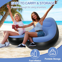 Votvy   Chair, Portable Fast Inflatable Sofa Chair with Foot Stool, Surface with Plush Smooth Comfortable Ideal for Living Room, Room and Outdoor Camping use