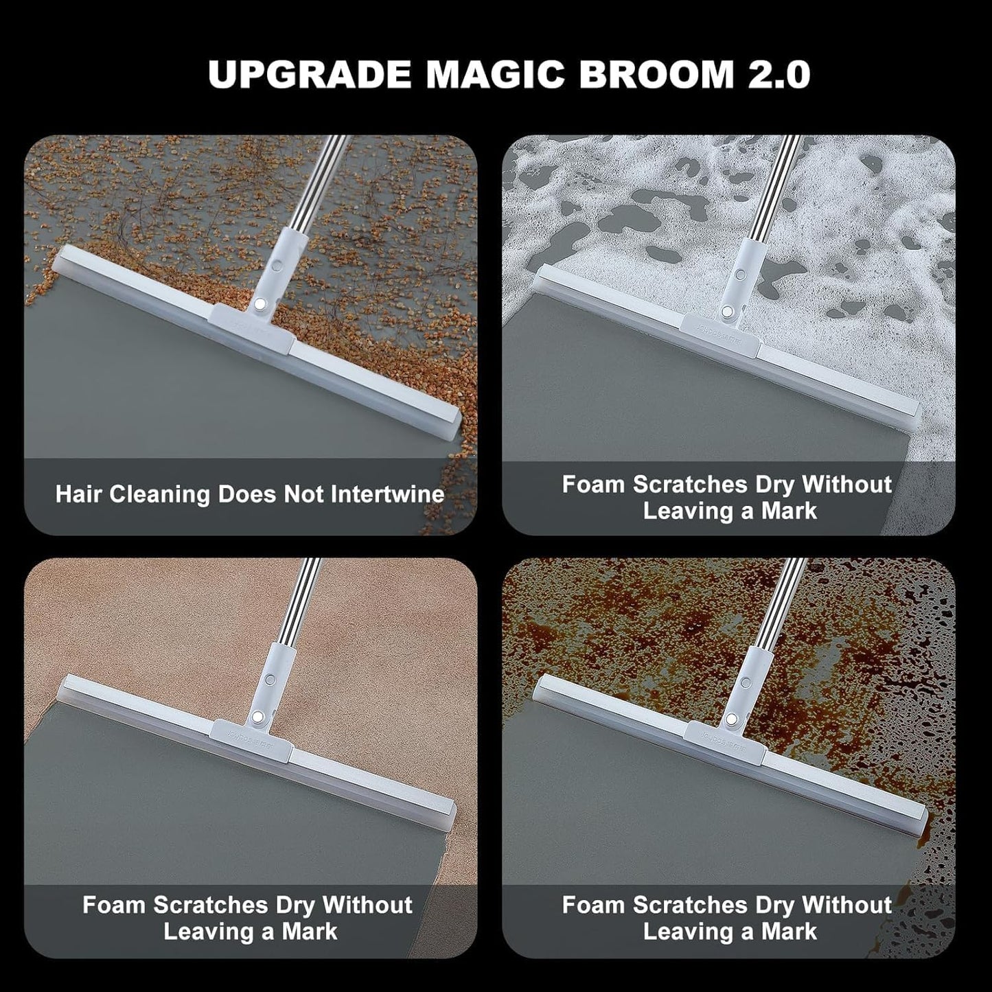 Votvy Silicone Aum Enterprise Multifunctional Magic Broom, Retractable And Adjustable Broom For Flat Floor, 180 Degree Rotatable Wiper, Detachable Indoor Scraping Wiper Brush. (Floor Brush)