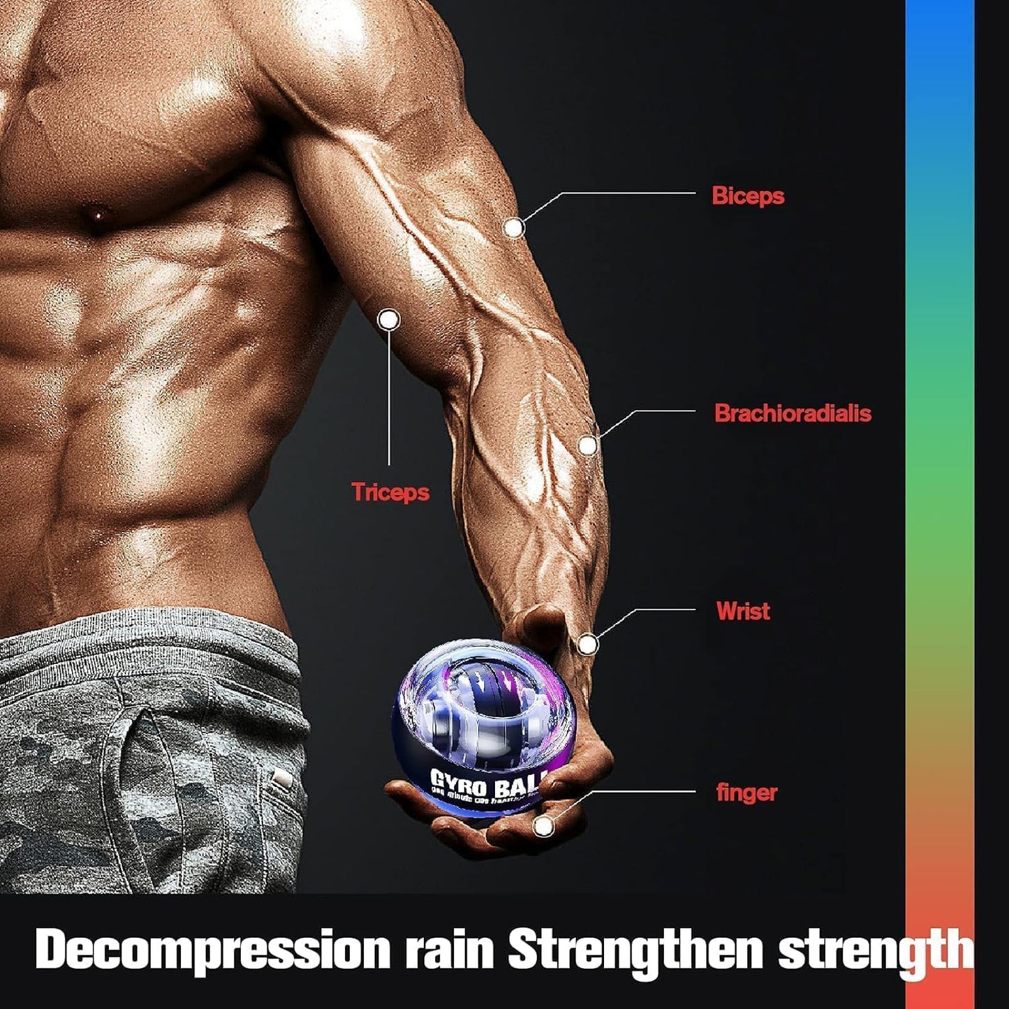 Votvy Wrist Trainer Ball | Auto-Start Arm Strengthener Hand Enhancer | Essential Gyroscopic Wrist & Forearm Exerciser | Wrist Power Gyro Ball for Stronger Muscle, Fingers, Bones Workout, Exercise