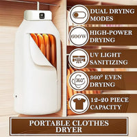Votvy Portable electric  Clothes Dryer,Foldableportable Dryer With Timer Function,Clothes Dryer For Travel,Apartment,Rv,Home,For All Kinds Of Light Clothing,Underwear,Baby Clothes And Socks,Mini Dryer With Drying Bag