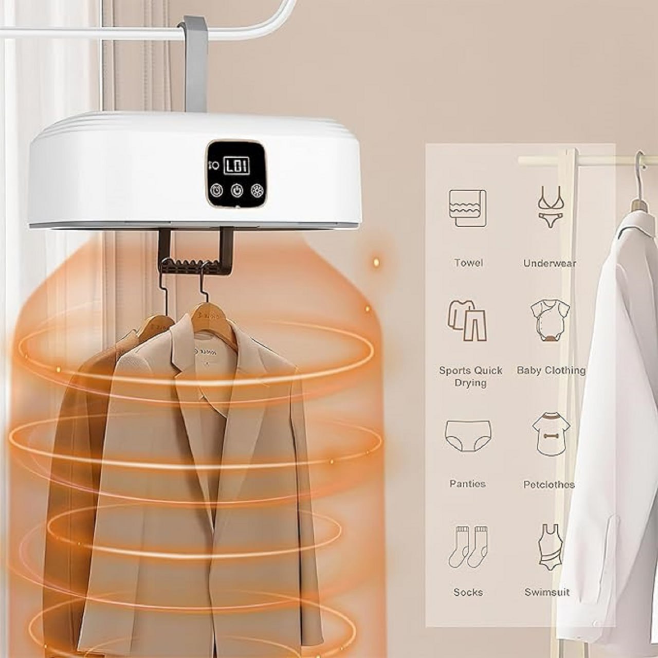 Votvy Portable electric  Clothes Dryer,Foldableportable Dryer With Timer Function,Clothes Dryer For Travel,Apartment,Rv,Home,For All Kinds Of Light Clothing,Underwear,Baby Clothes And Socks,Mini Dryer With Drying Bag